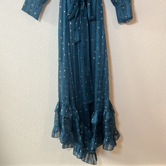 NWT Misa Los Angeles Gabriella Asymmetric Striped Wrap Midi Dress Size XS - Picture 3 of 10